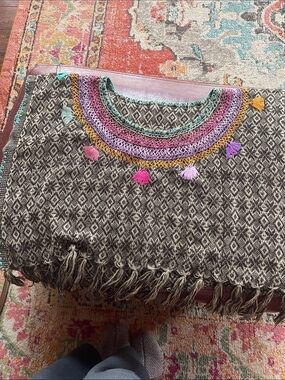 Embroidered Tassel over-sized pullover vest-24” across.
